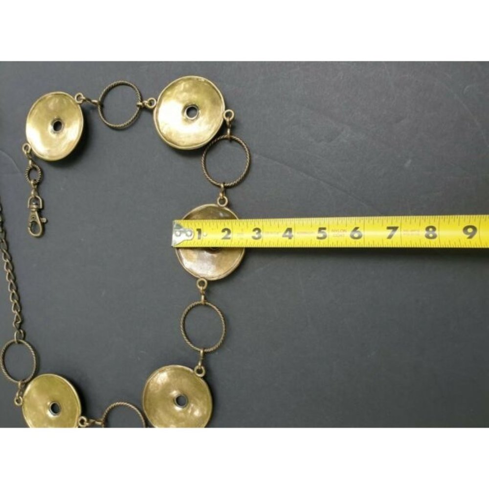 Womens Boho Silver Tone Belt W/ Medallion W/ Crushed Stone Accents Adjustable - Picture 8 of 12